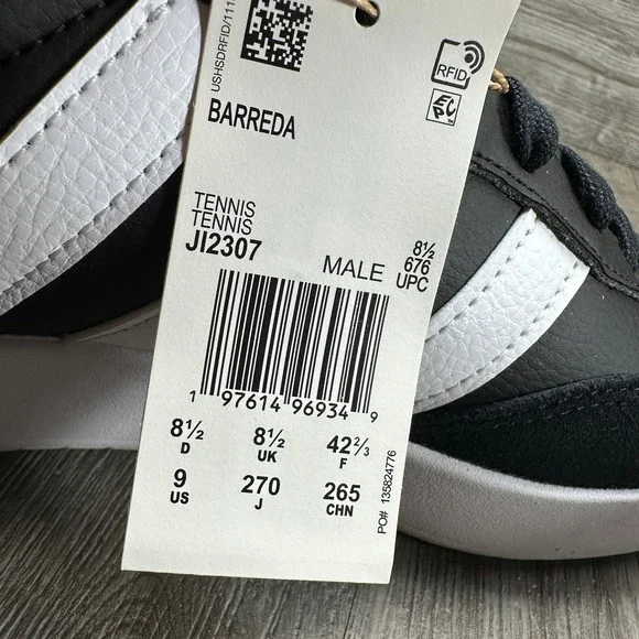 Adidas Barreda Men Size 9 Black White Suede Casual Tennis Sneakers NEW JI2307 - Picture 9 of 9